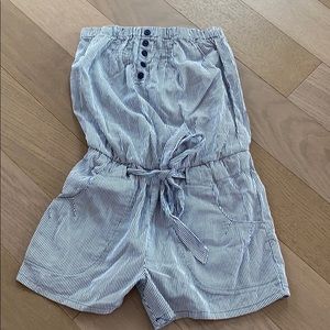 Mossimo Navy and White Striped Strapless Romper S